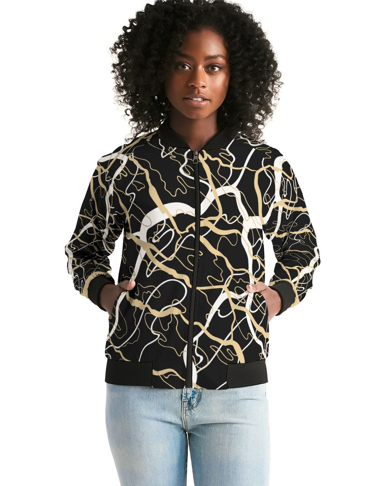 PLMNRY  BLK Women's All-Over Print Bomber Jacket