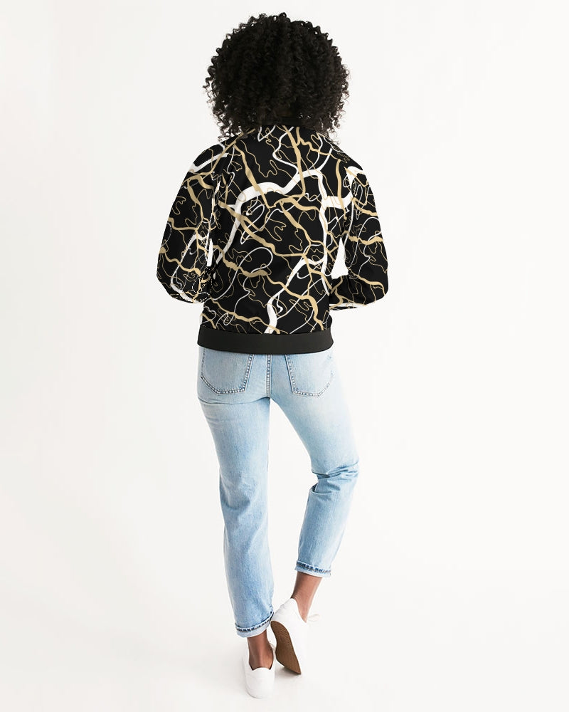 PLMNRY  BLK Women's All-Over Print Bomber Jacket