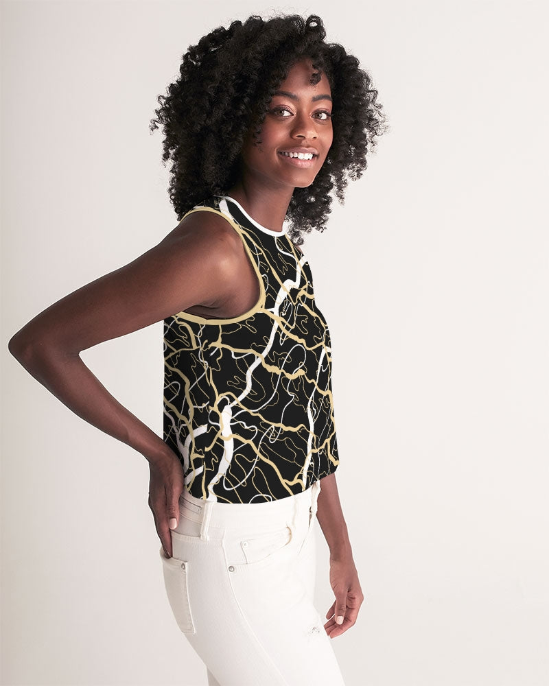 PLMNRY  BLK Women's All-Over Print Cropped Tank