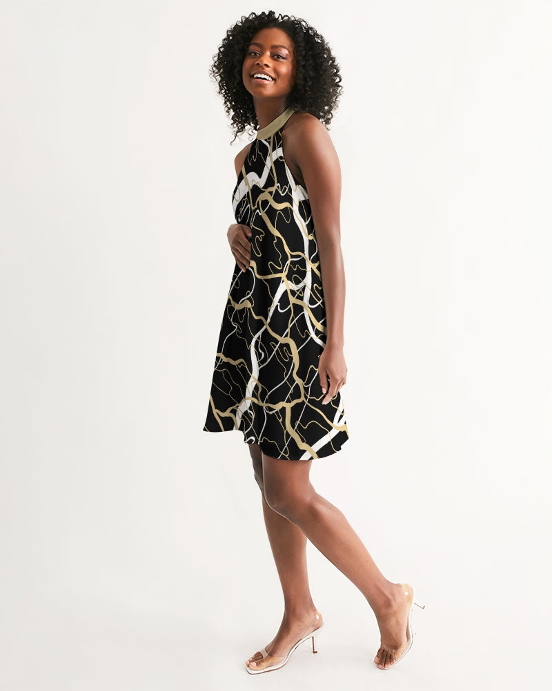 PLMNRY  BLK Women's All-Over Print Halter Dress