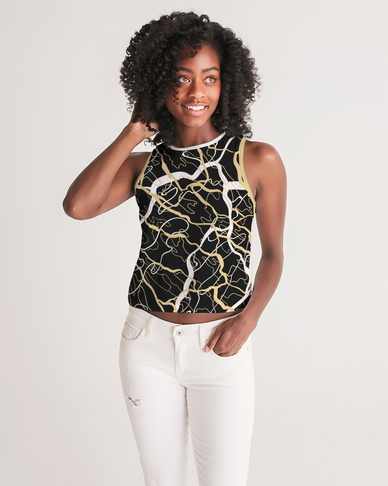 PLMNRY  BLK Women's All-Over Print Cropped Tank