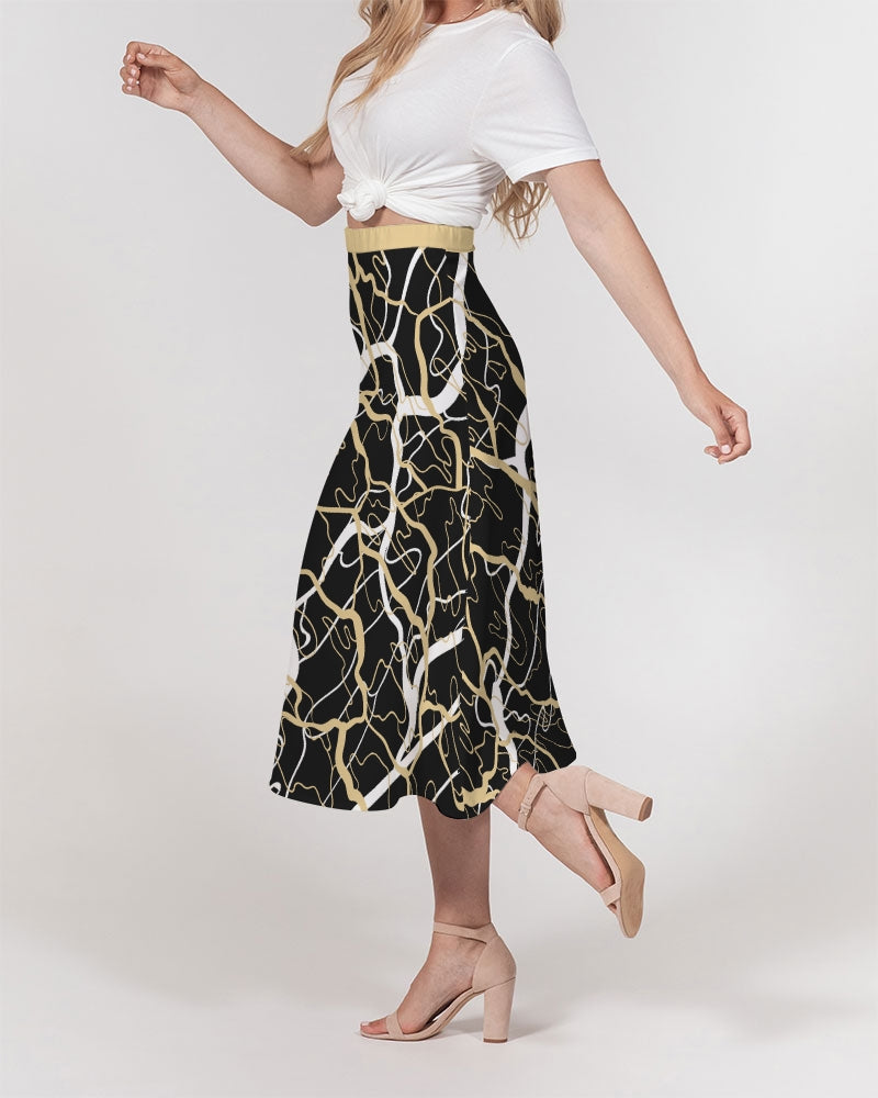 PLMNRY  BLK Women's All-Over Print A-Line Midi Skirt