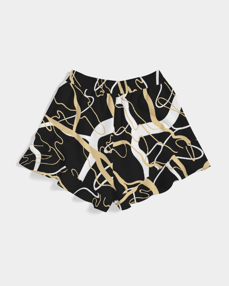 PLMNRY  BLK Women's All-Over Print Ruffle Shorts