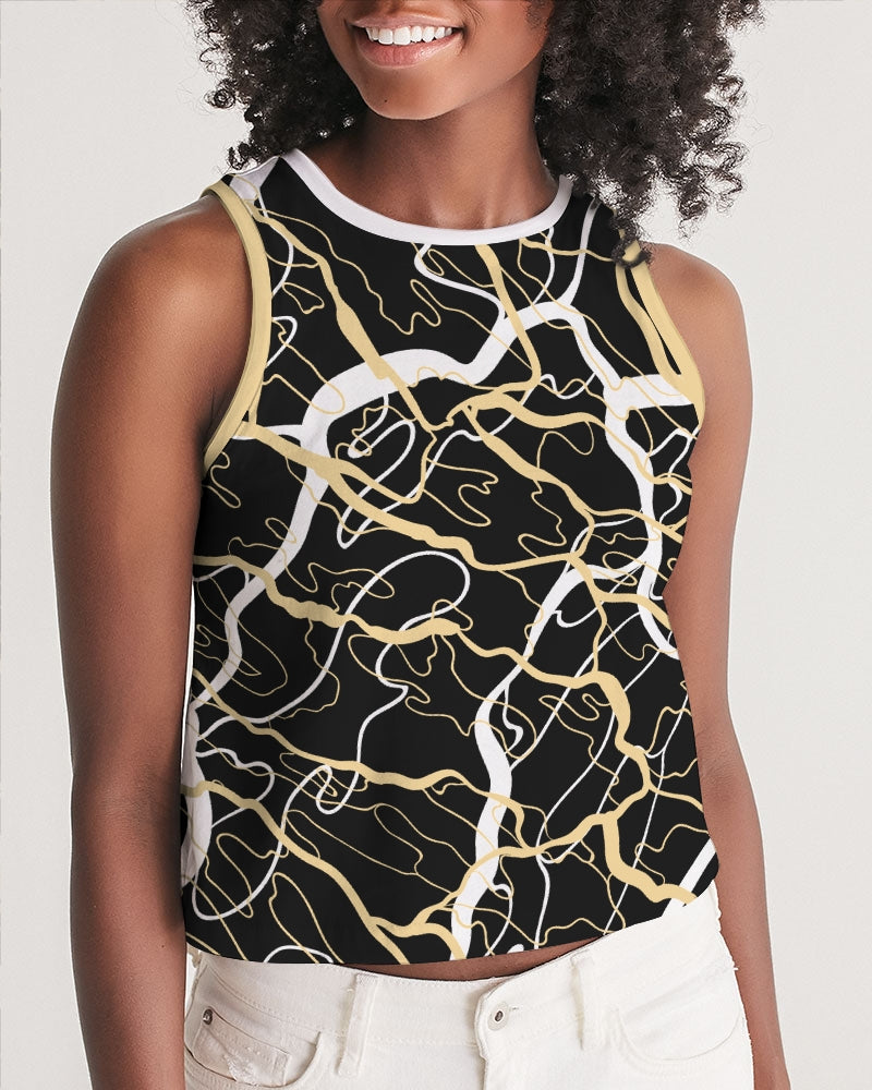 PLMNRY  BLK Women's All-Over Print Cropped Tank