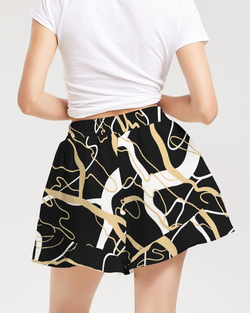 PLMNRY  BLK Women's All-Over Print Ruffle Shorts