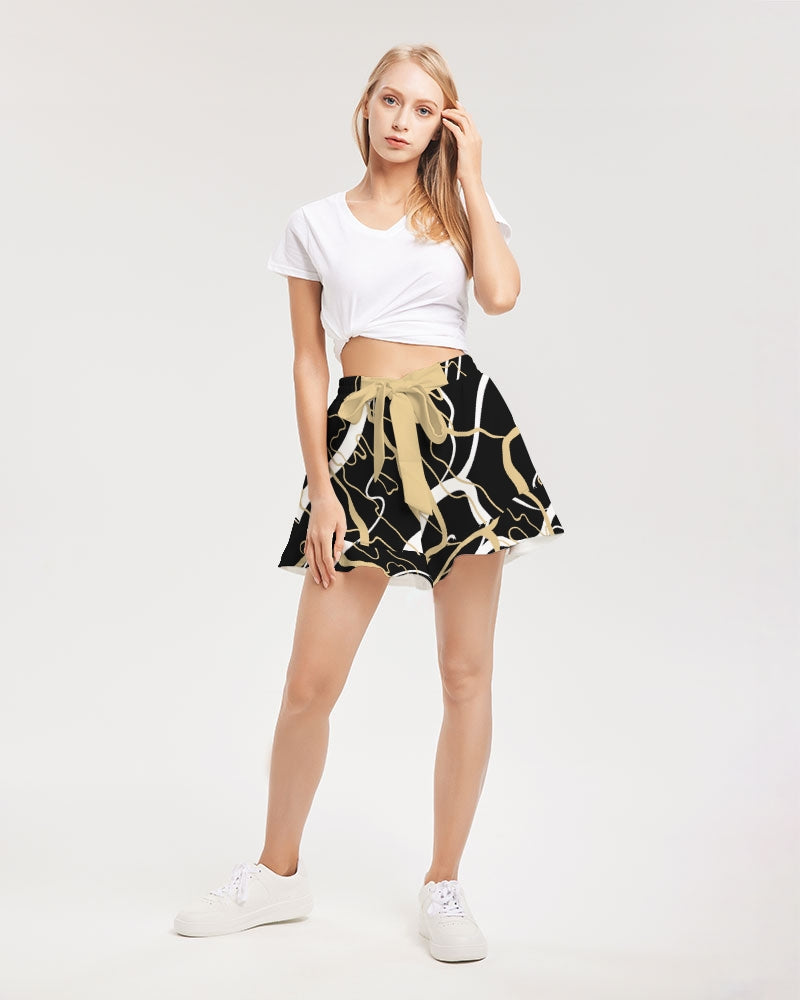 PLMNRY  BLK Women's All-Over Print Ruffle Shorts