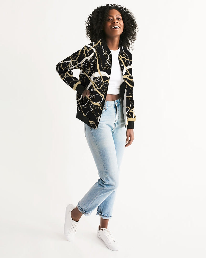 PLMNRY  BLK Women's All-Over Print Bomber Jacket