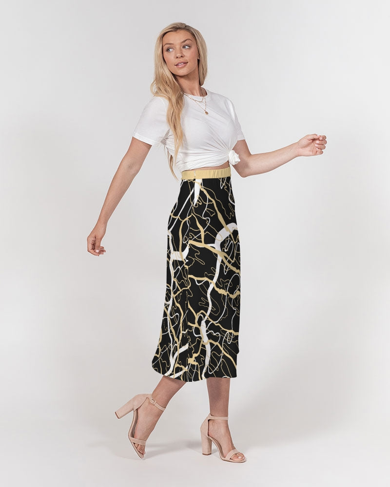 PLMNRY  BLK Women's All-Over Print A-Line Midi Skirt